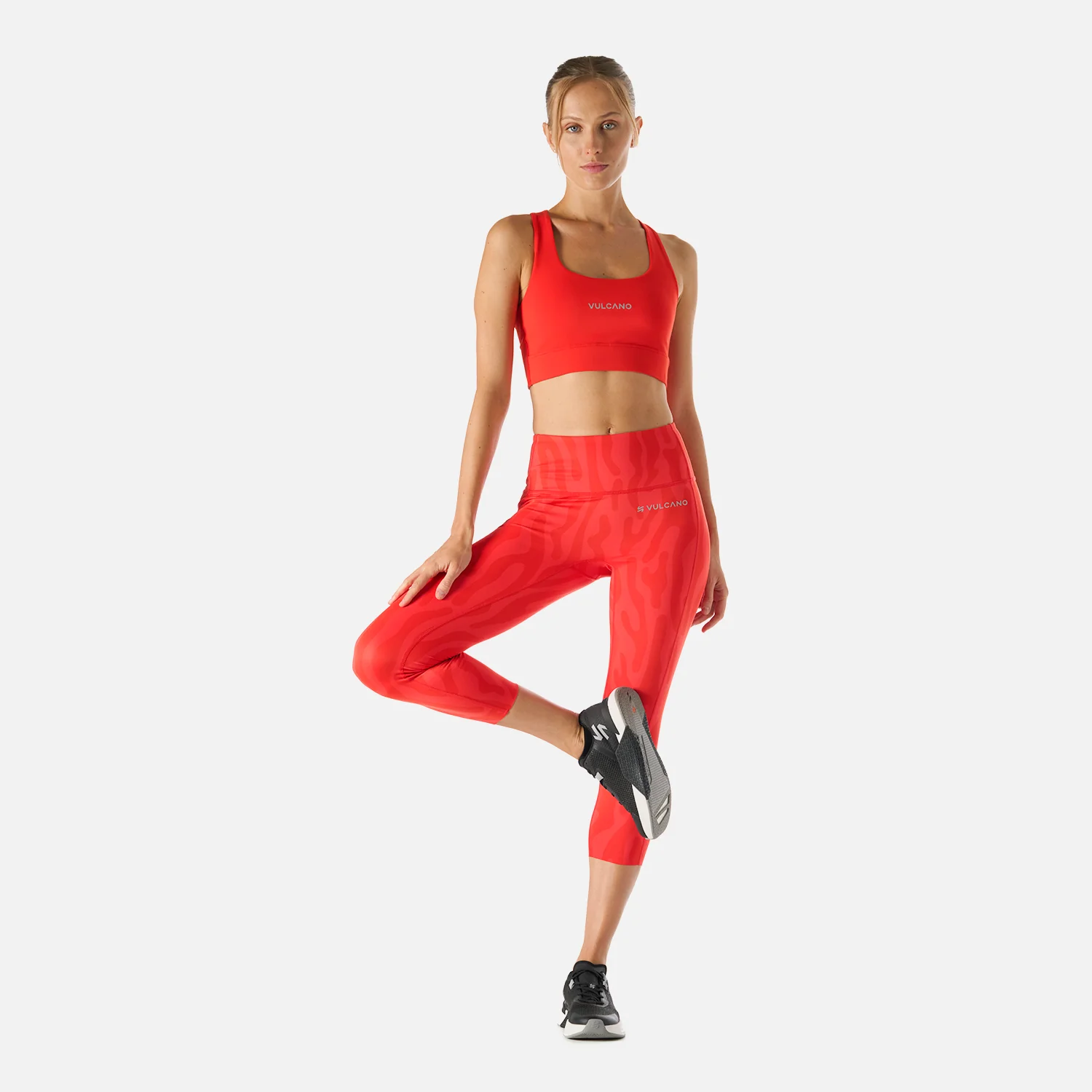 Calza Mujer Built To Move 3/4 High Rise Leggins Print Rojo Anaranjado Vulcano - Image 8