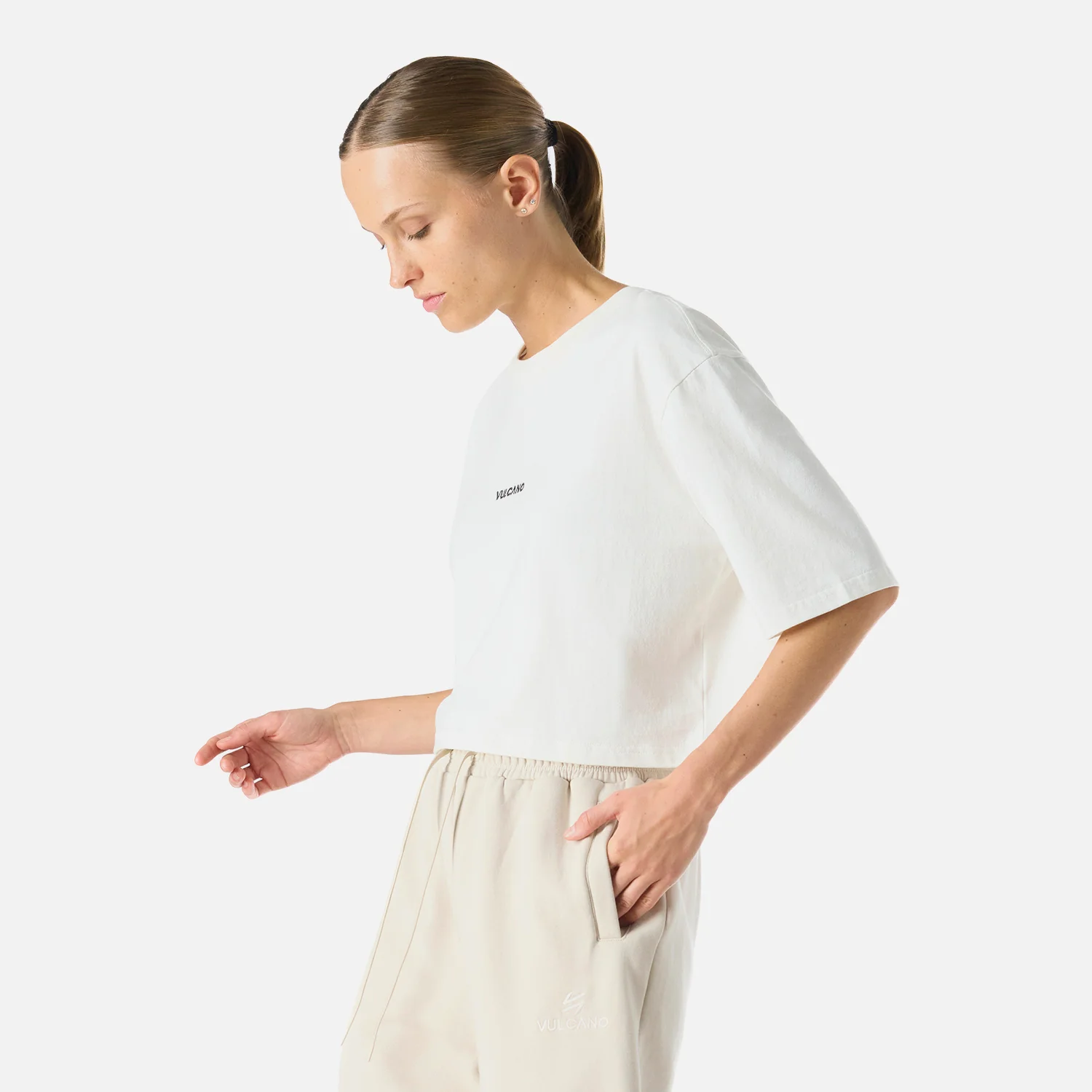Polera Mujer Cool Down Crop T-Shirt Blanco Vulcano - Image 2