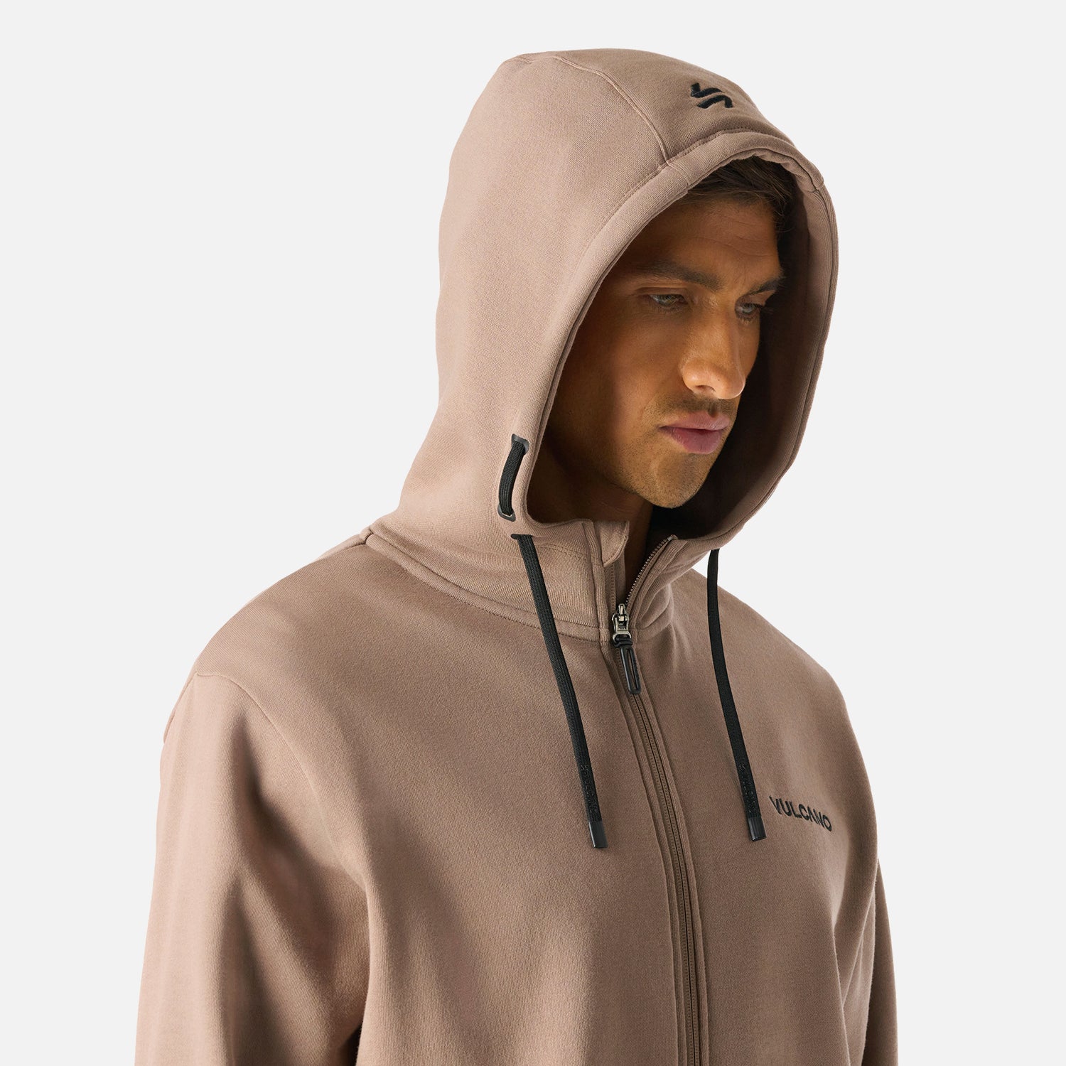 Polerón Hombre Cool Down Full Zip Sweatshirt Hoody Taupe Vulcano - Image 5