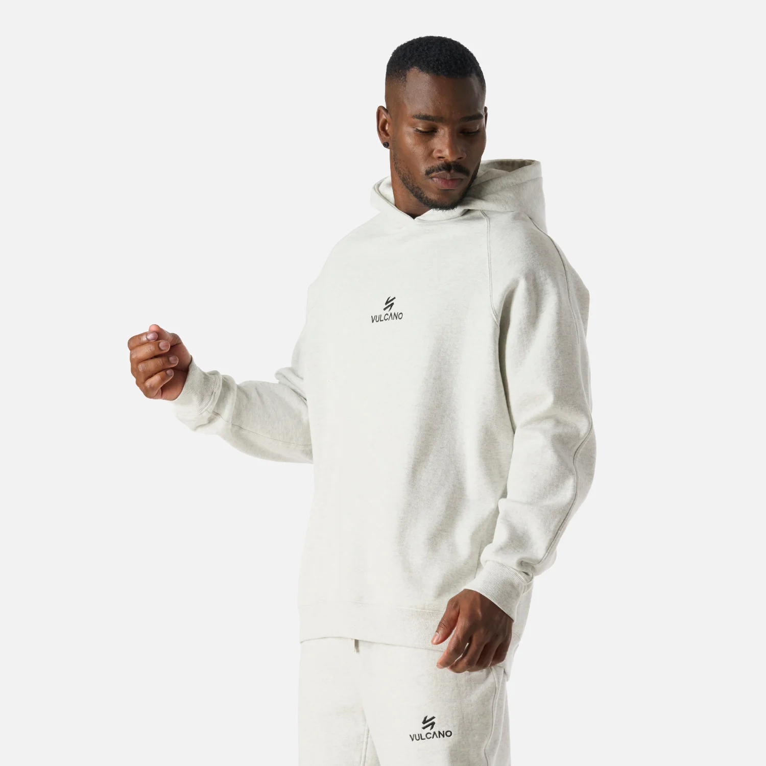 Polerón Hombre Cool Down Sweatshirt Hoody Melange Gris Claro Vulcano - Image 2