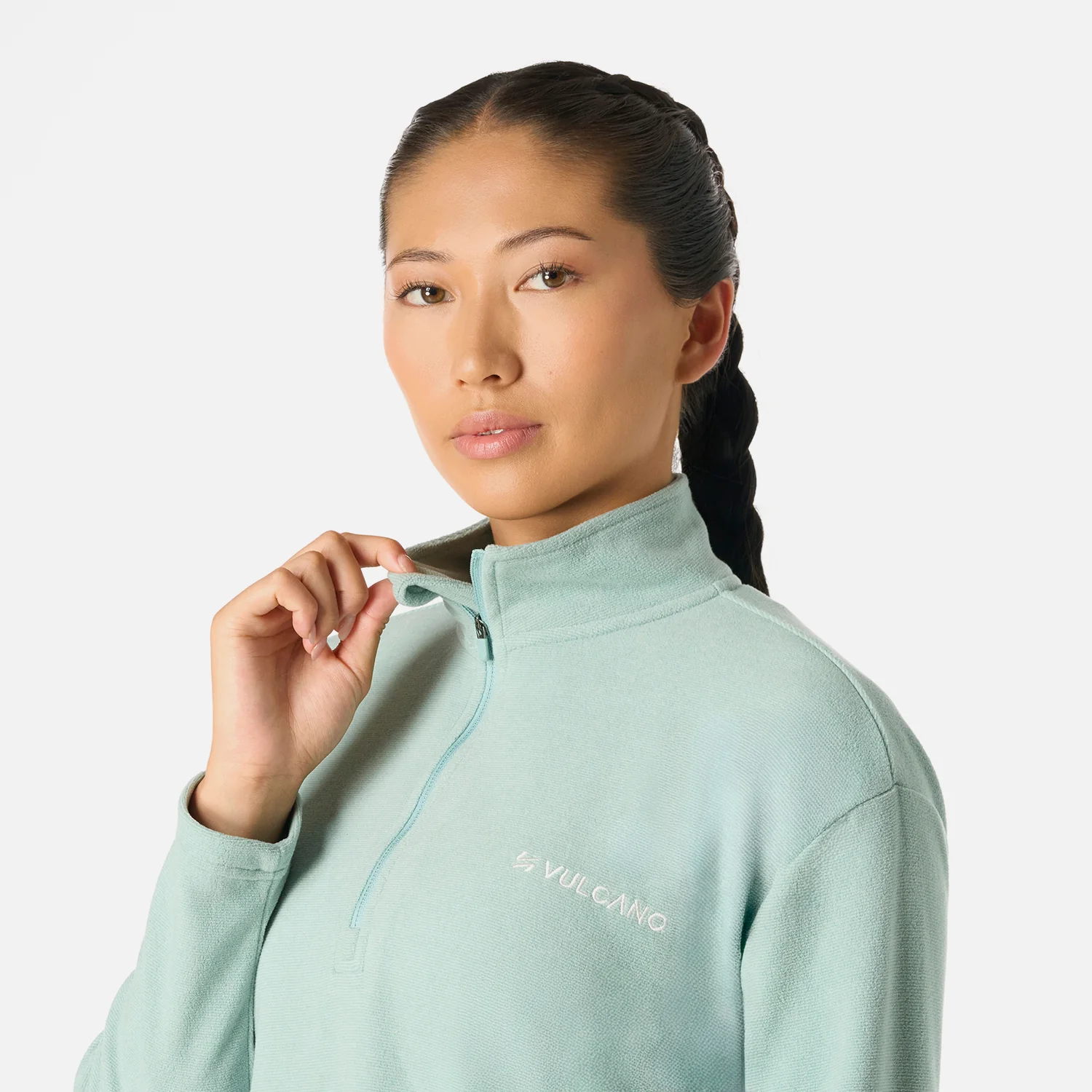 Polerón Mujer Cool Down 1/4 Zip Fleece Jade Vulcano - Image 5